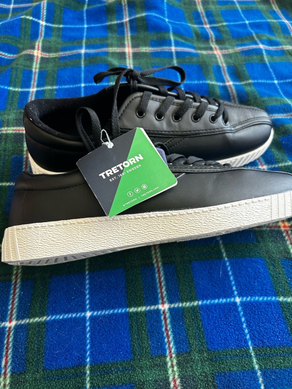 Tretorn Black Low-Top Sneakers with White Sole